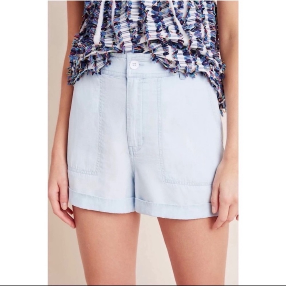 Cloth & stone Anthropologie blue chambray high rise shorts